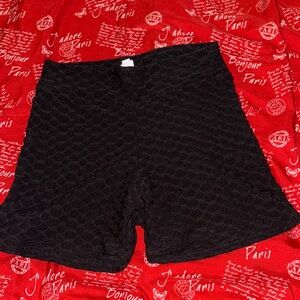 Black Textured Shorts
